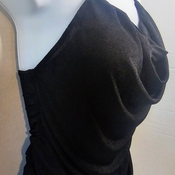 Klassy Network Elegant Black Draped Tank Top - Picture 2 of 9
